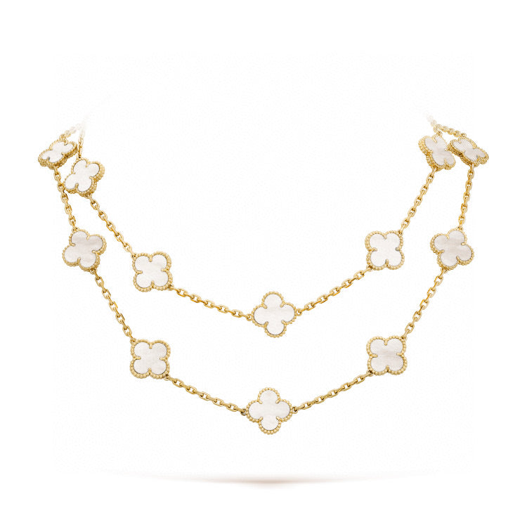 [OAKJURI Jewelry]CLOVER 20 MOTIFS WHITE MOP NECKLACE
