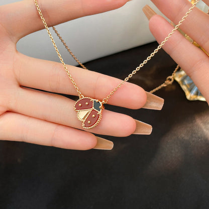 [OAKJURI Jewelry]LUCKY  CARNELIANS LADYBUG NECKLACE