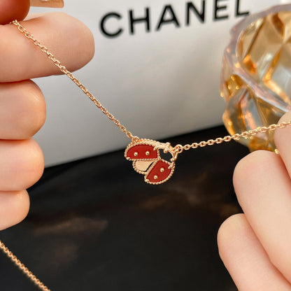[OAKJURI Jewelry]LUCKY  CARNELIANS LADYBUG NECKLACE