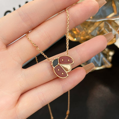 [OAKJURI Jewelry]LUCKY  CARNELIANS LADYBUG NECKLACE