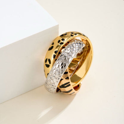 [OAKJURI Jewelry] TRINITY  RING LEOPARD PRINT