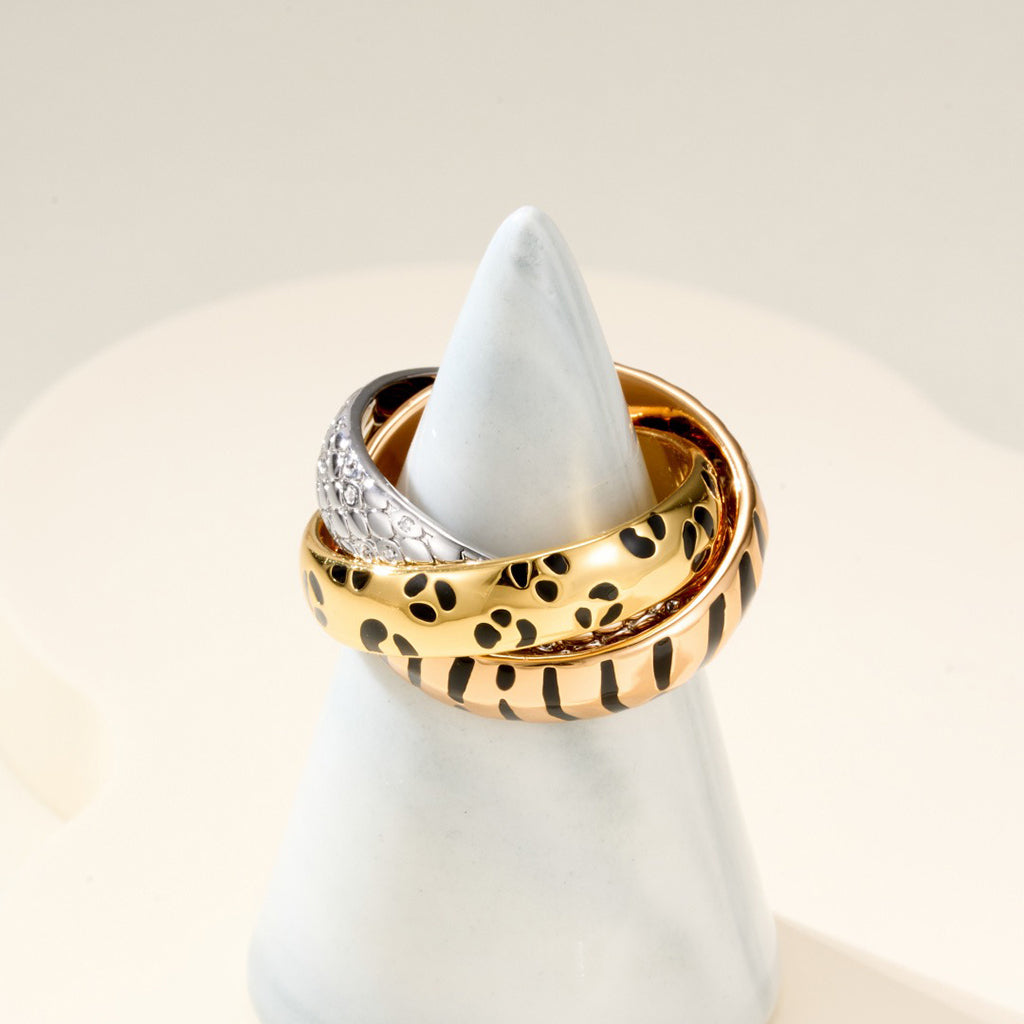 [OAKJURI Jewelry] TRINITY  RING LEOPARD PRINT