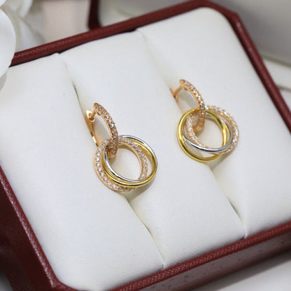 [OAKJURI Jewelry] TRINITY HALF DIAMOND  EARRINGS