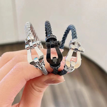 [OAKJURI Jewelry]FORCE LARGE HORSESHOE HALF DIAMOND BRACELET ROSE GOLD