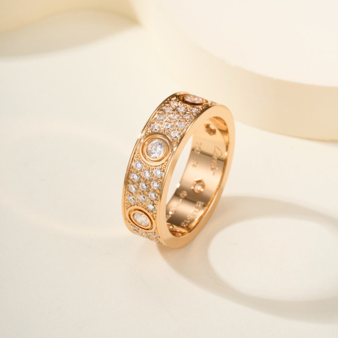 [OAKJURI Jewelry] LOVE 5.5MM FULL-PAVE 6-DIAMOND RING