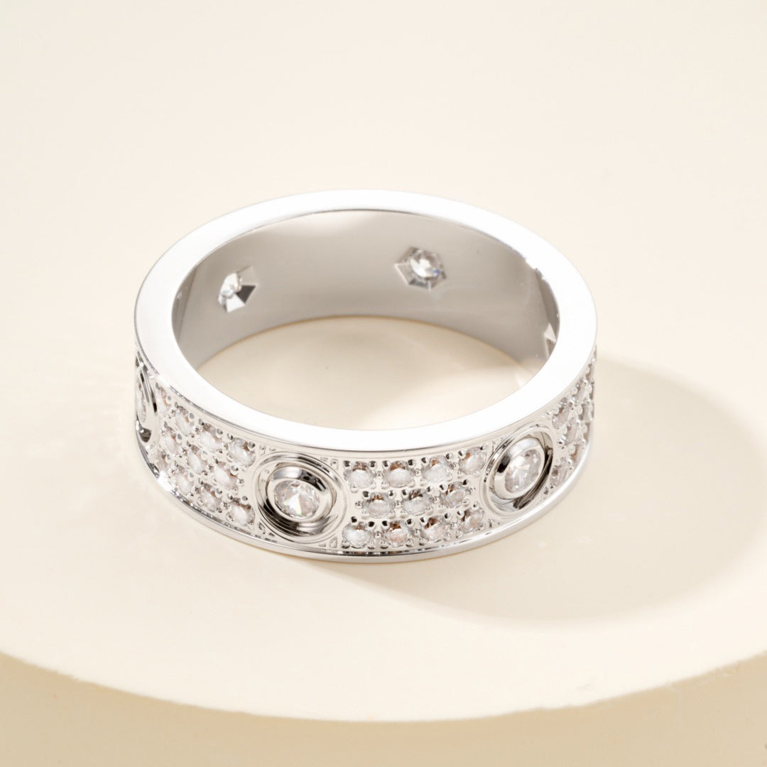 [OAKJURI Jewelry] LOVE 5.5MM FULL-PAVE 6-DIAMOND RING