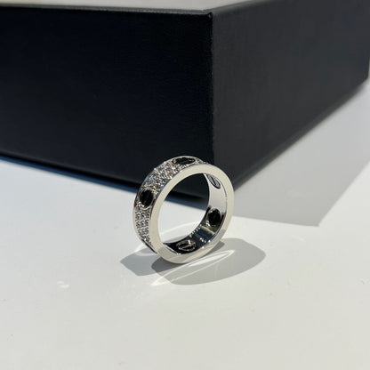 [OAKJURI Jewelry] LOVE RING 5.5MM DIAMONDS PAVED CERAMIC