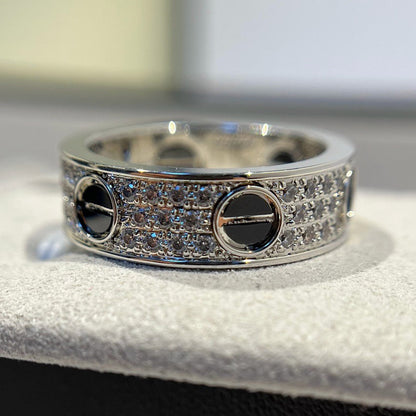 [OAKJURI Jewelry] LOVE RING 5.5MM DIAMONDS PAVED CERAMIC