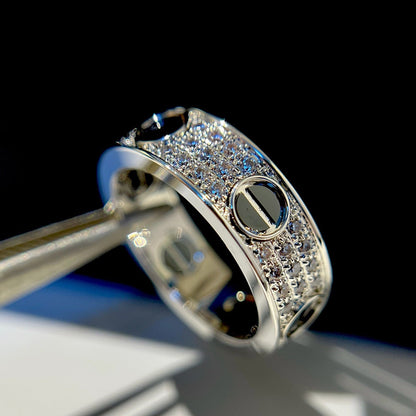 [OAKJURI Jewelry] LOVE RING 5.5MM DIAMONDS PAVED CERAMIC