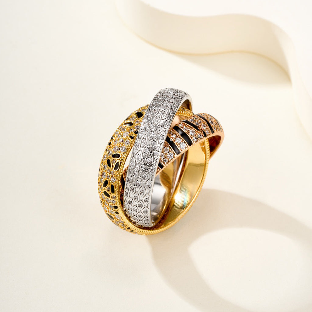[OAKJURI Jewelry] TRINITY  RING LEOPARD PRINT