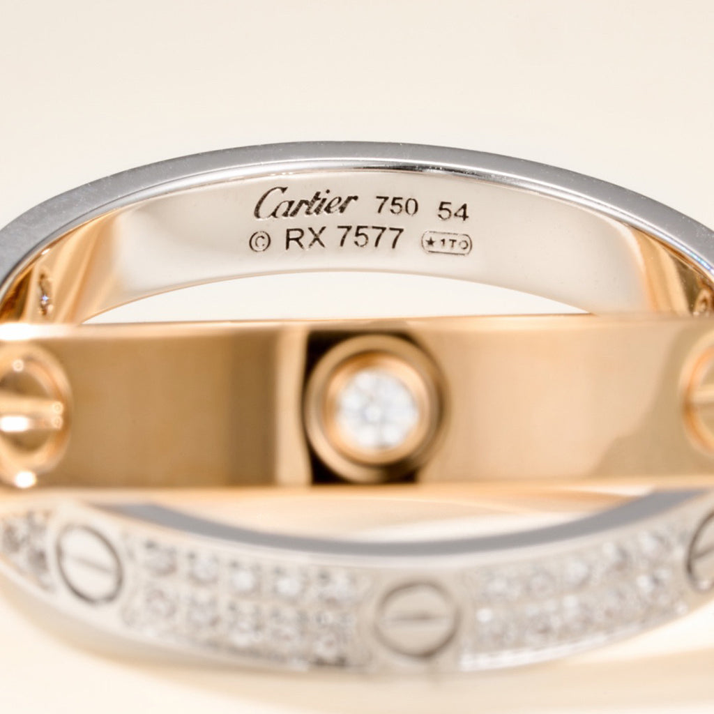 [OAKJURI Jewelry] LOVE PINK GOLD SILVER DIAMOND DOUBLE RING