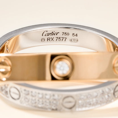[OAKJURI Jewelry] LOVE PINK GOLD SILVER DIAMOND DOUBLE RING