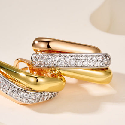 [OAKJURI Jewelry] TRINITY HALF DIAMOND  CUSHION EARRINGS