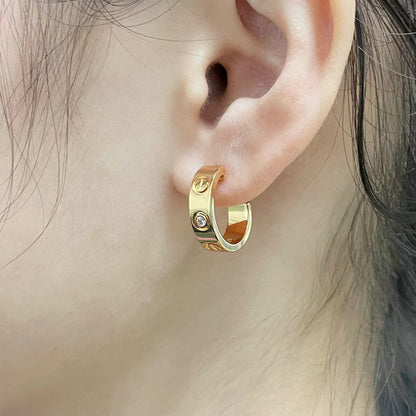 [OAKJURI Jewelry] LOVE EARRINGS 5.7MM 2 DIAMONDS