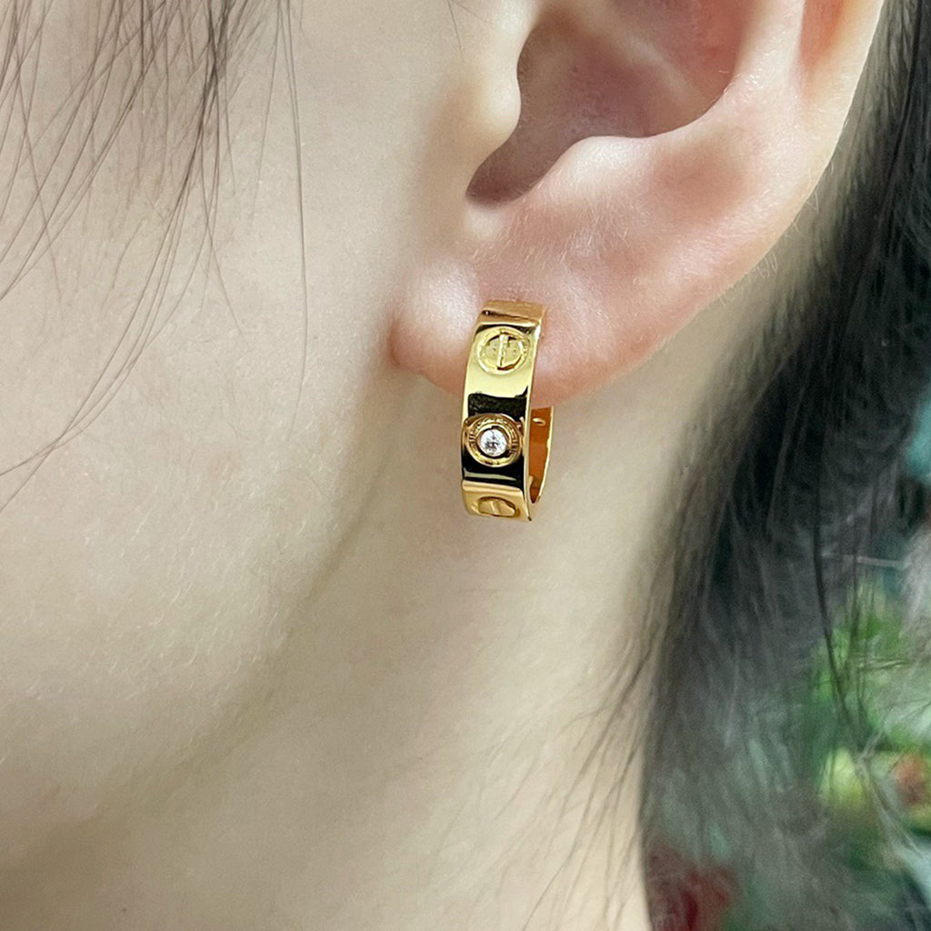 [OAKJURI Jewelry] LOVE EARRINGS 5.7MM 2 DIAMONDS