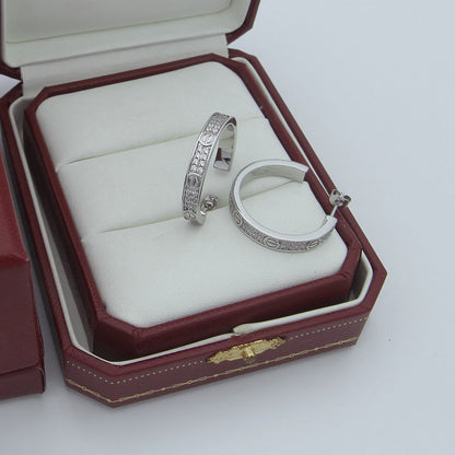 [OAKJURI Jewelry] LOVE EARRINGS 3.6MM DIAMOND PAVED