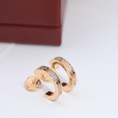 [OAKJURI Jewelry] LOVE 5.5MM DIAMOND PAVED EARRINGS