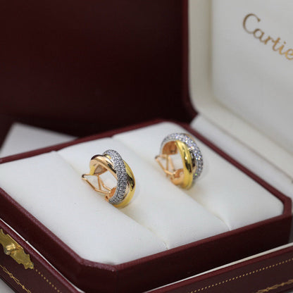 [OAKJURI Jewelry] TRINITY HALF DIAMOND  CLASSIC EARRINGS