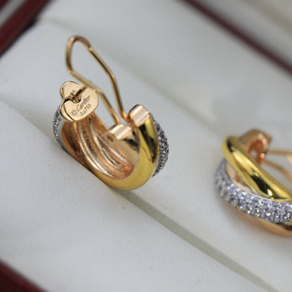 [OAKJURI Jewelry] TRINITY HALF DIAMOND  CLASSIC EARRINGS