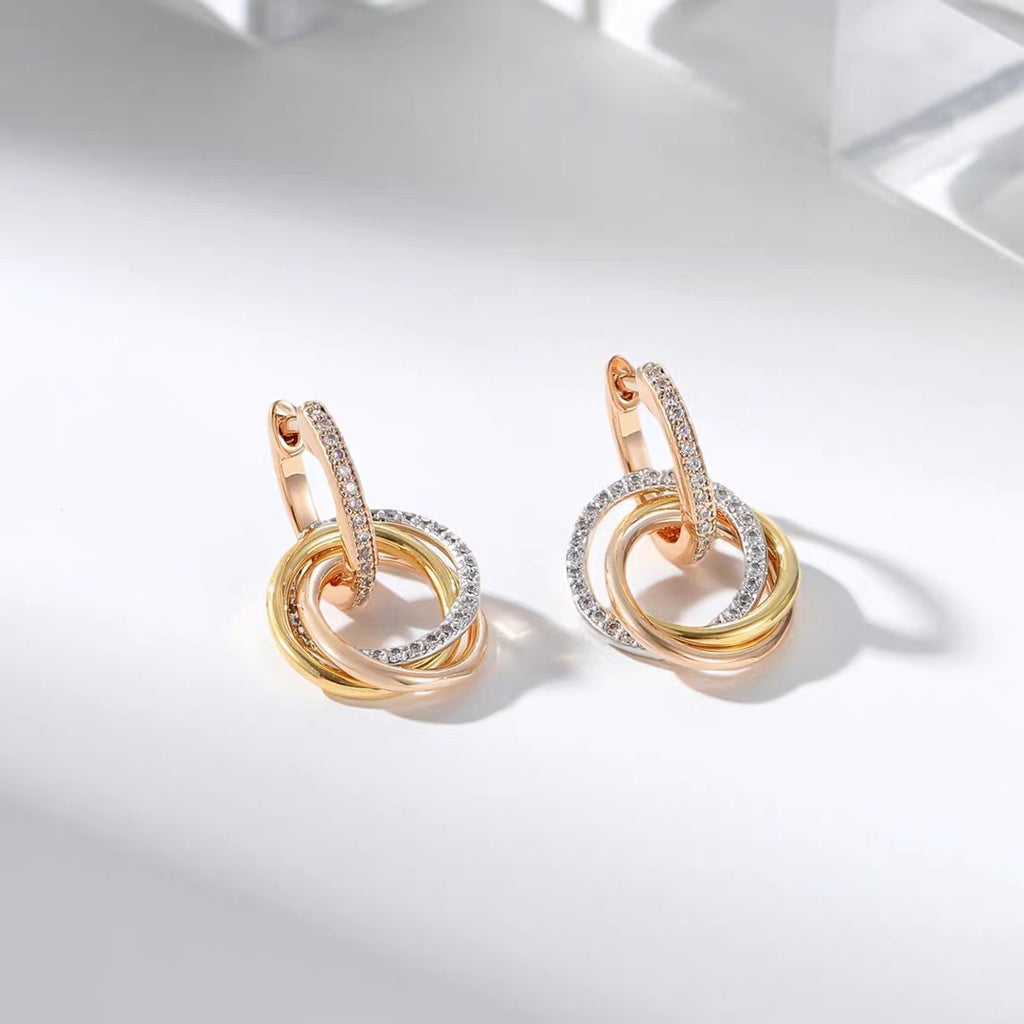 [OAKJURI Jewelry] TRINITY HALF DIAMOND  EARRINGS