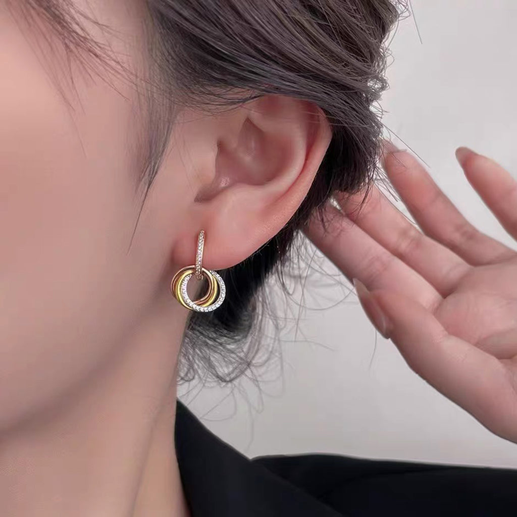 [OAKJURI Jewelry] TRINITY HALF DIAMOND  EARRINGS