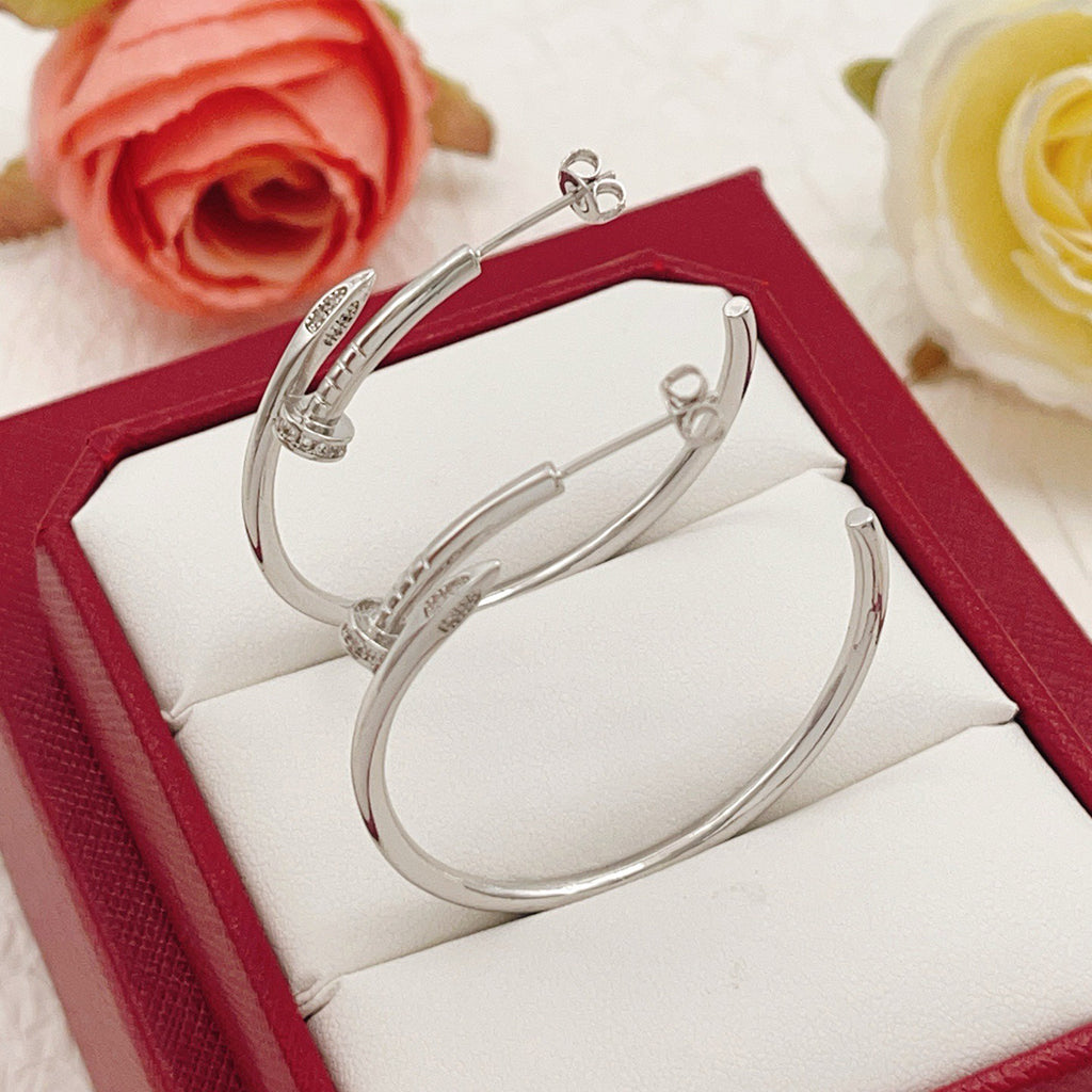 [OAKJURI Jewelry] JUSTE HALF DIAMOND LARGE EARRINGS