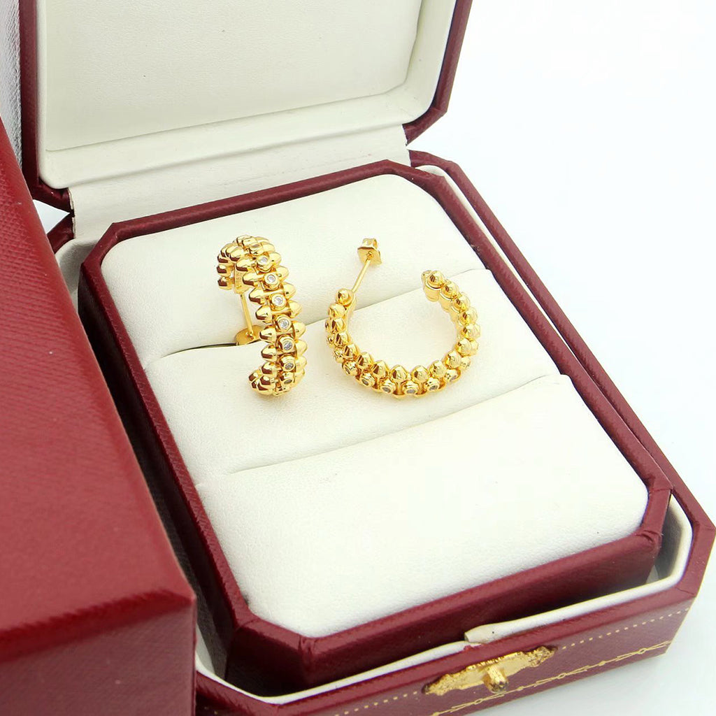 [OAKJURI Jewelry] CLASH FULL DIAMOND MEDIUM EARRINGS