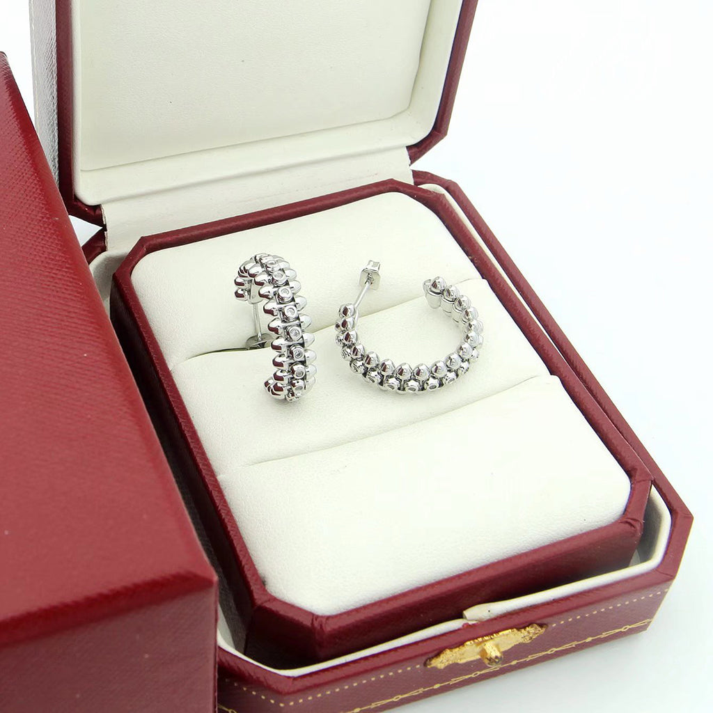 [OAKJURI Jewelry] CLASH FULL DIAMOND MEDIUM EARRINGS