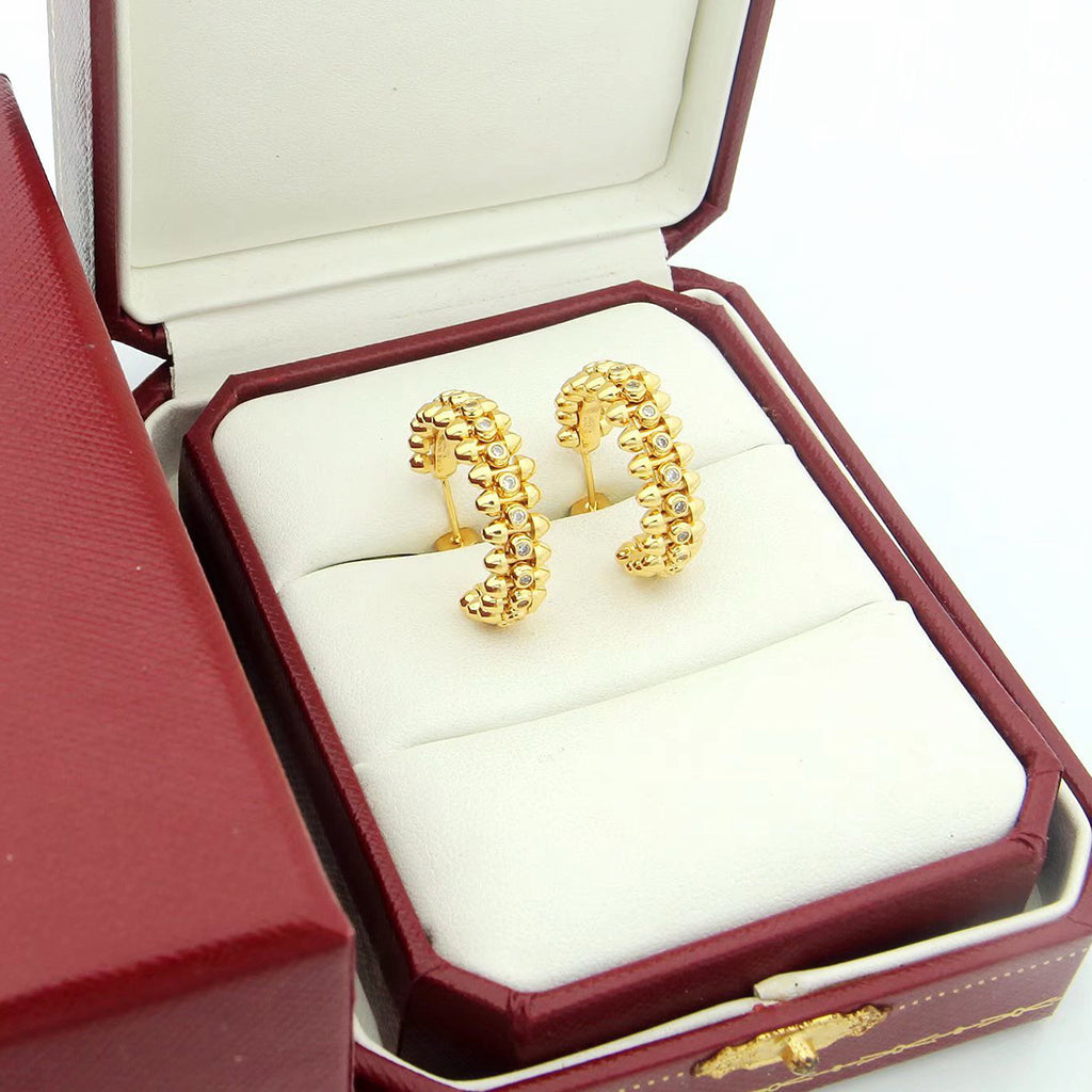 [OAKJURI Jewelry] CLASH FULL DIAMOND MEDIUM EARRINGS