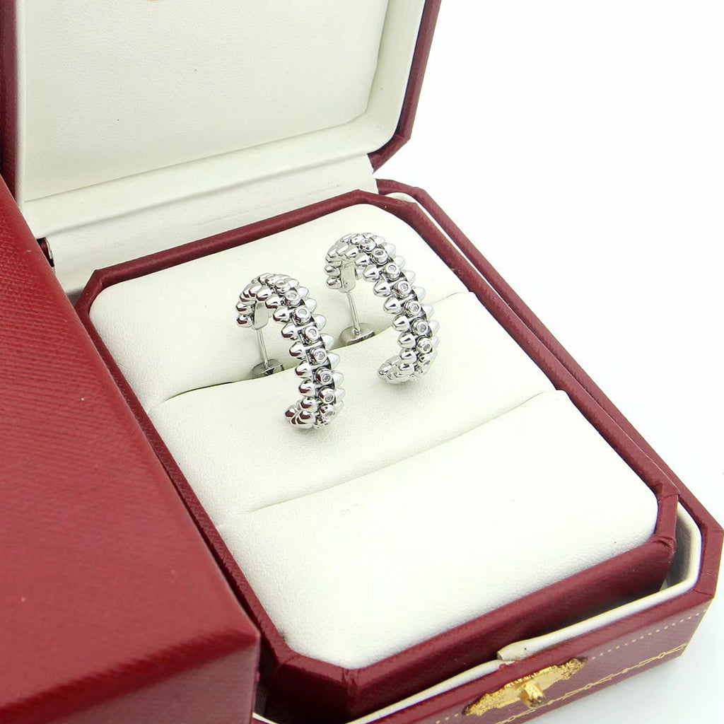 [OAKJURI Jewelry] CLASH FULL DIAMOND MEDIUM EARRINGS