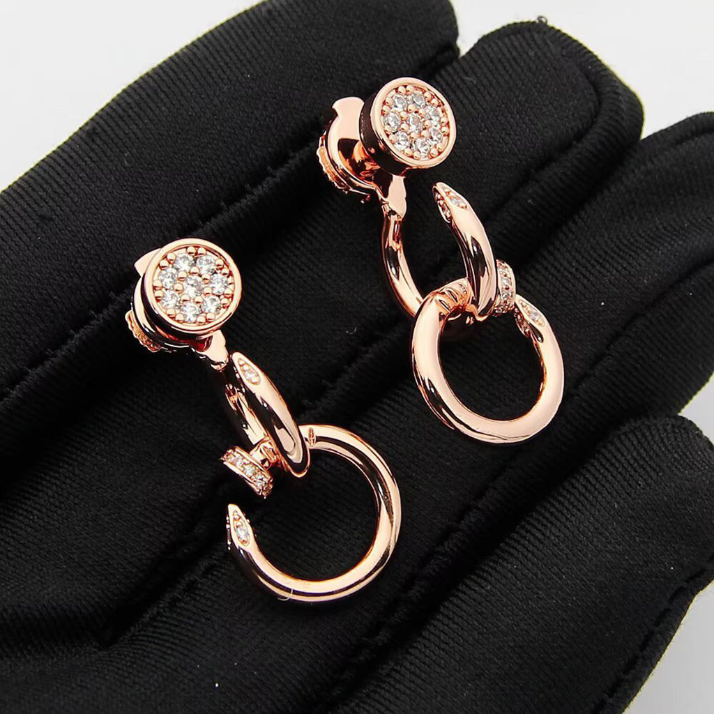 [OAKJURI Jewelry] JUSTE HALF DIAMOND DOUBLE EARRINGS