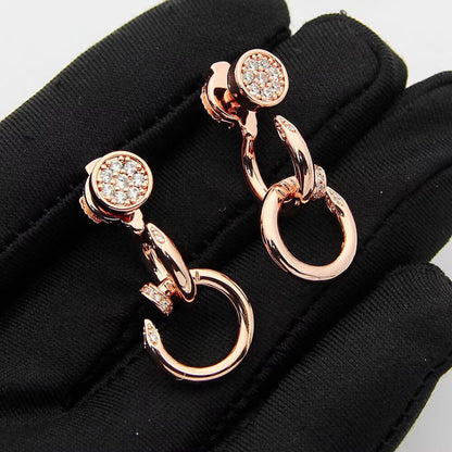 [OAKJURI Jewelry] JUSTE HALF DIAMOND DOUBLE EARRINGS