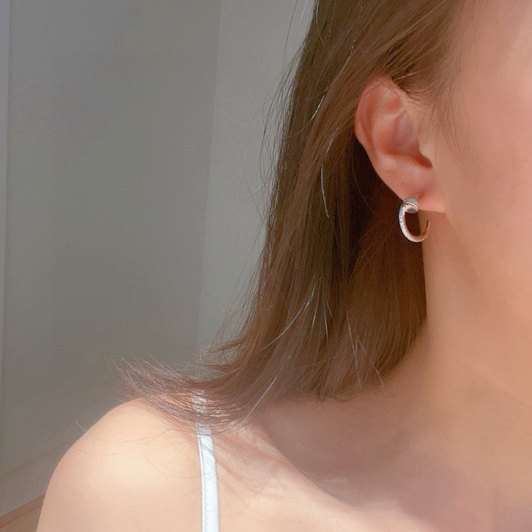 [OAKJURI Jewelry] JUSTE FULL DIAMOND DOUBLE EARRINGS