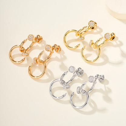[OAKJURI Jewelry] JUSTE HALF DIAMOND DOUBLE EARRINGS