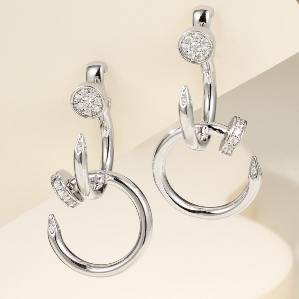 [OAKJURI Jewelry] JUSTE HALF DIAMOND DOUBLE EARRINGS