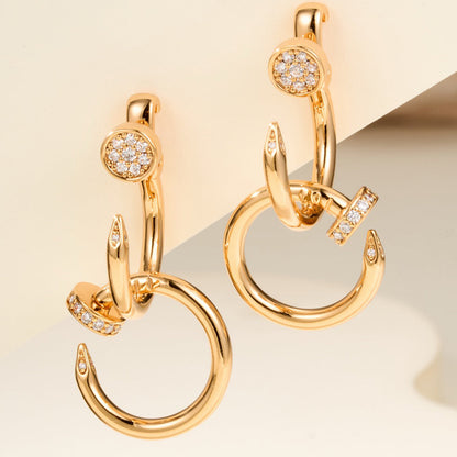 [OAKJURI Jewelry] JUSTE HALF DIAMOND DOUBLE EARRINGS