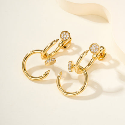 [OAKJURI Jewelry] JUSTE HALF DIAMOND DOUBLE EARRINGS