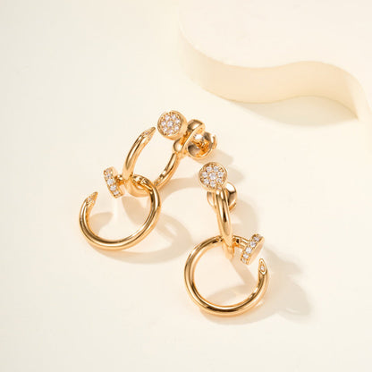 [OAKJURI Jewelry] JUSTE HALF DIAMOND DOUBLE EARRINGS