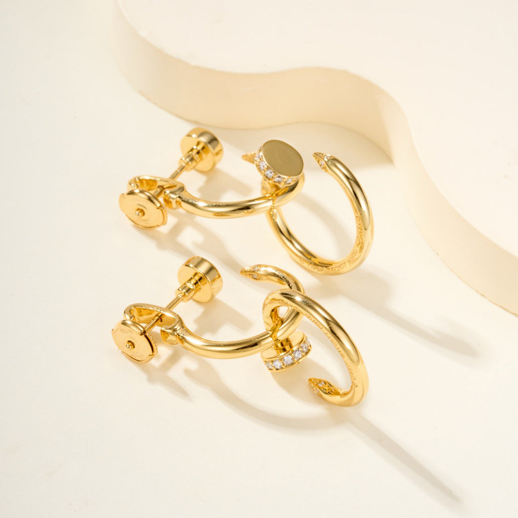 [OAKJURI Jewelry] JUSTE HALF DIAMOND DOUBLE EARRINGS