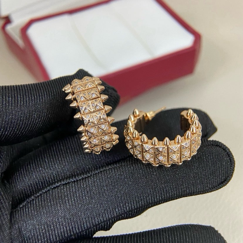 [OAKJURI Jewelry] CLASH 9.2MM FULL DIAMOND DOUBLE ROW EARRINGS