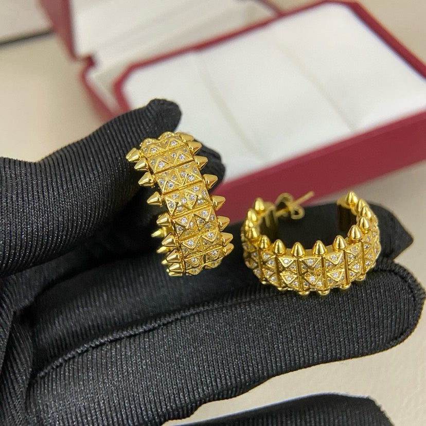 [OAKJURI Jewelry] CLASH 9.2MM FULL DIAMOND DOUBLE ROW EARRINGS