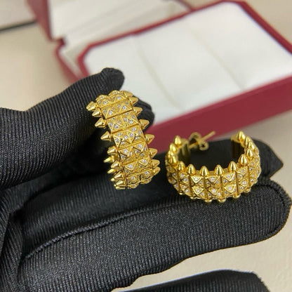 [OAKJURI Jewelry] CLASH 9.2MM FULL DIAMOND DOUBLE ROW EARRINGS