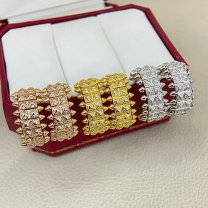 [OAKJURI Jewelry] CLASH 9.2MM FULL DIAMOND DOUBLE ROW EARRINGS