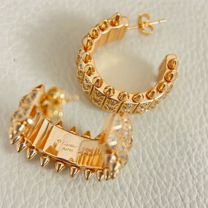 [OAKJURI Jewelry] CLASH 9.2MM FULL DIAMOND DOUBLE ROW EARRINGS