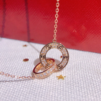 [OAKJURI Jewelry] LOVE  FULL DIAMOND PENDANT NECKLACE