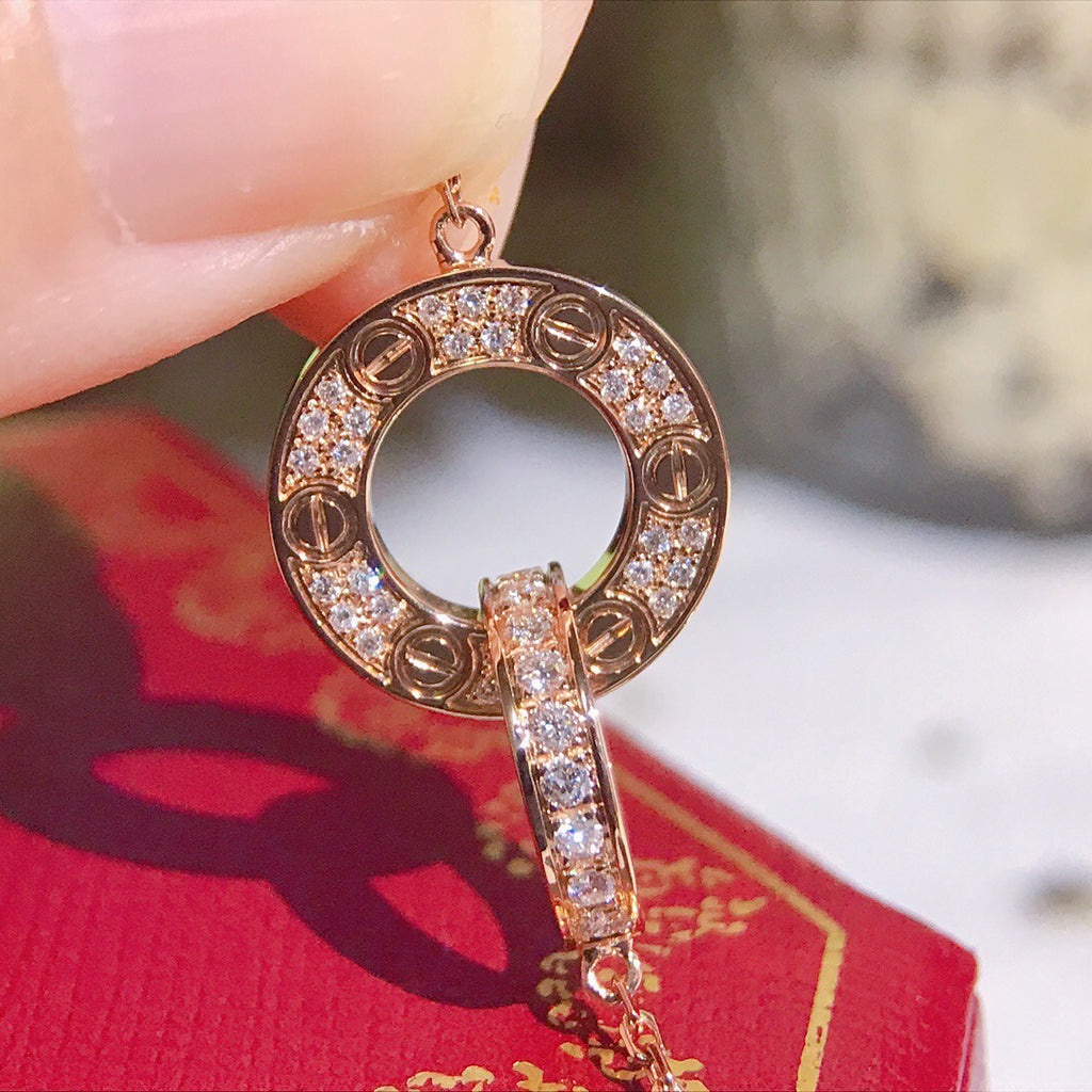 [OAKJURI Jewelry] LOVE  FULL DIAMOND PENDANT NECKLACE