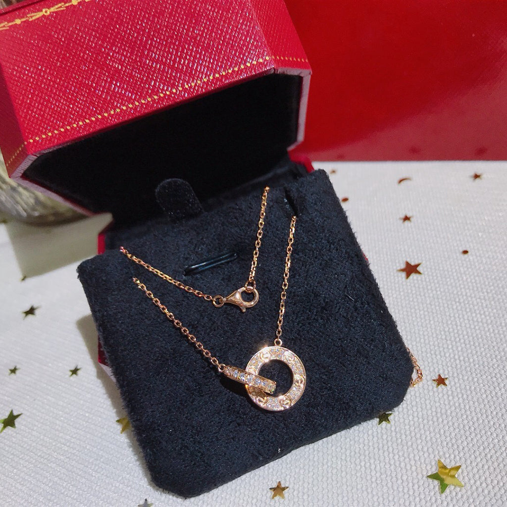 [OAKJURI Jewelry] LOVE  FULL DIAMOND PENDANT NECKLACE
