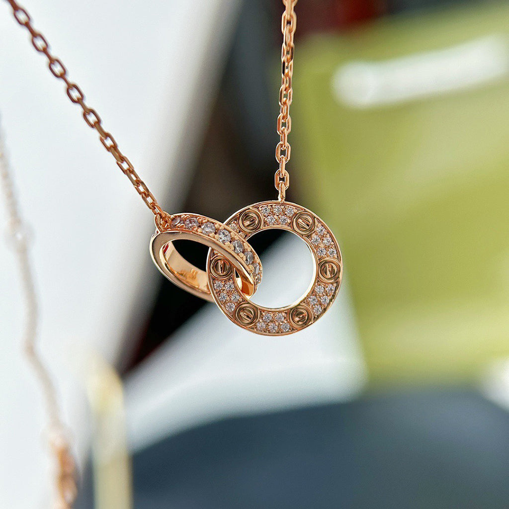 [OAKJURI Jewelry] LOVE  FULL DIAMOND PENDANT NECKLACE