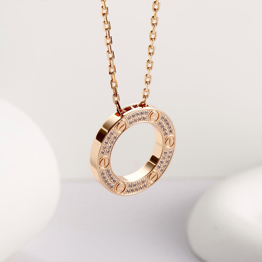 [OAKJURI Jewelry] LOVE NECKLACE 16MM  FULL DIAMOND