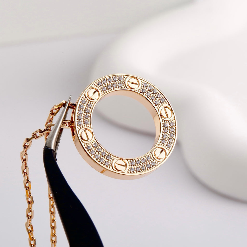 [OAKJURI Jewelry] LOVE NECKLACE 16MM  FULL DIAMOND